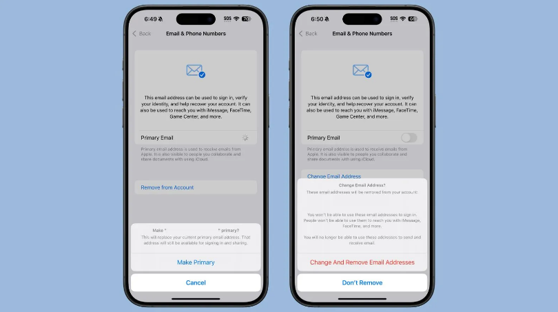 宁明苹果手机维修分享苹果 iOS 18.1 支持设置“主要”邮箱地址并更改 iCloud 邮箱 
